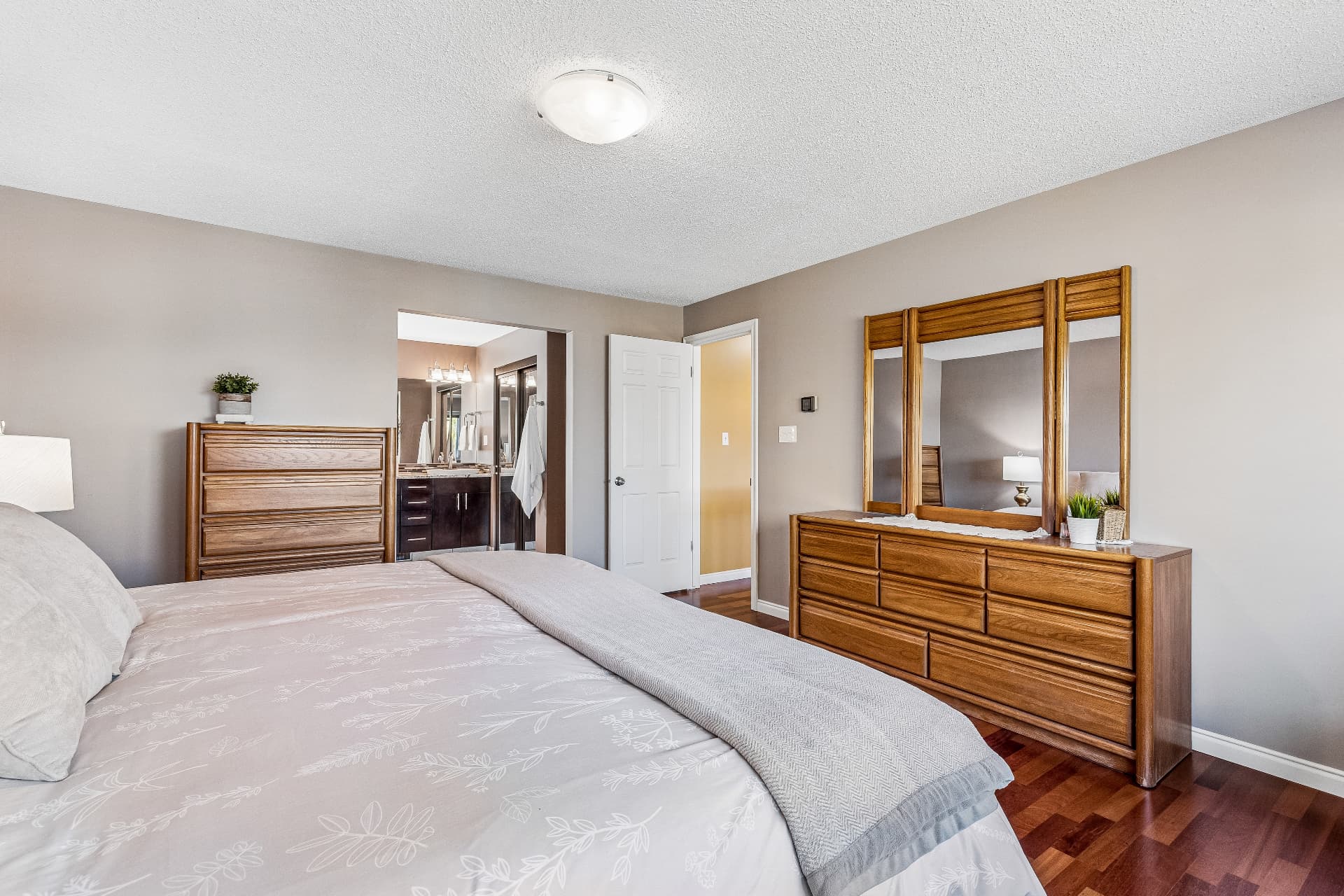 Primary bedroom, open to the ensuite